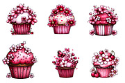 Whimsical Spring Cupcake Clipart, an Illustration by CreationArt (Thumbnail 5 of 7)