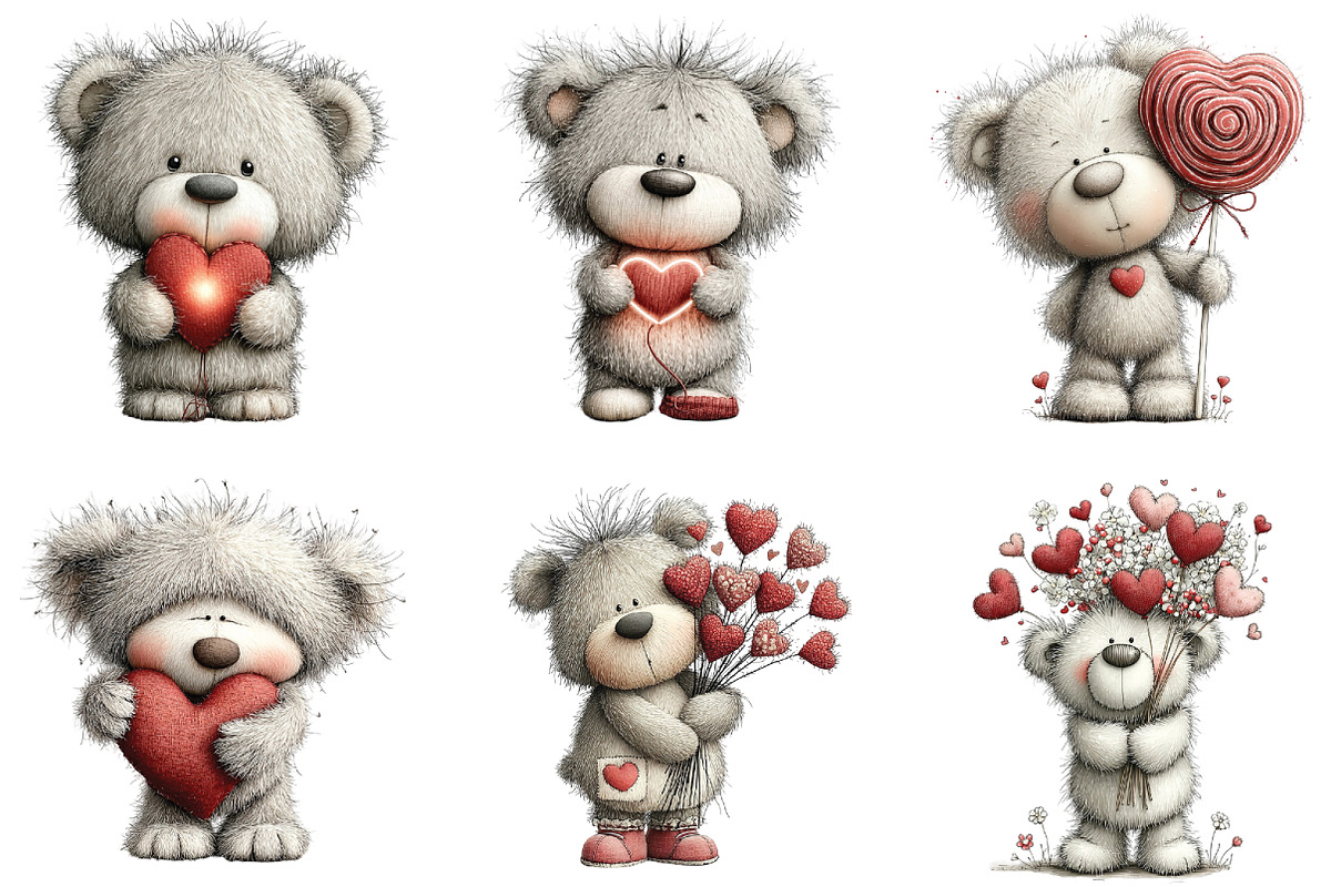 Whimsical Teddy Bear Valentine PNG, an Illustration by CraftArtStudio (Photo 4 of 6)