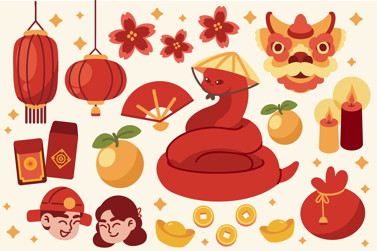 Chinese New Year Vector Illustration, a Seasonal Illustration by tomatstudio