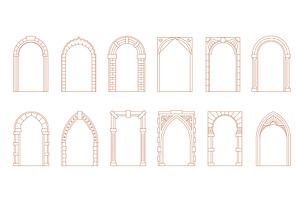 Art deco arch window, a Decorative Illustration by Vector Tradition