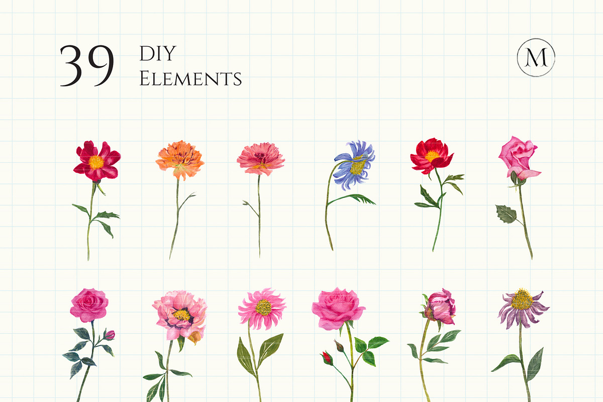 Watercolor Flower Garden, a Decorative Illustration by Manimanisa (Photo 3 of 13)