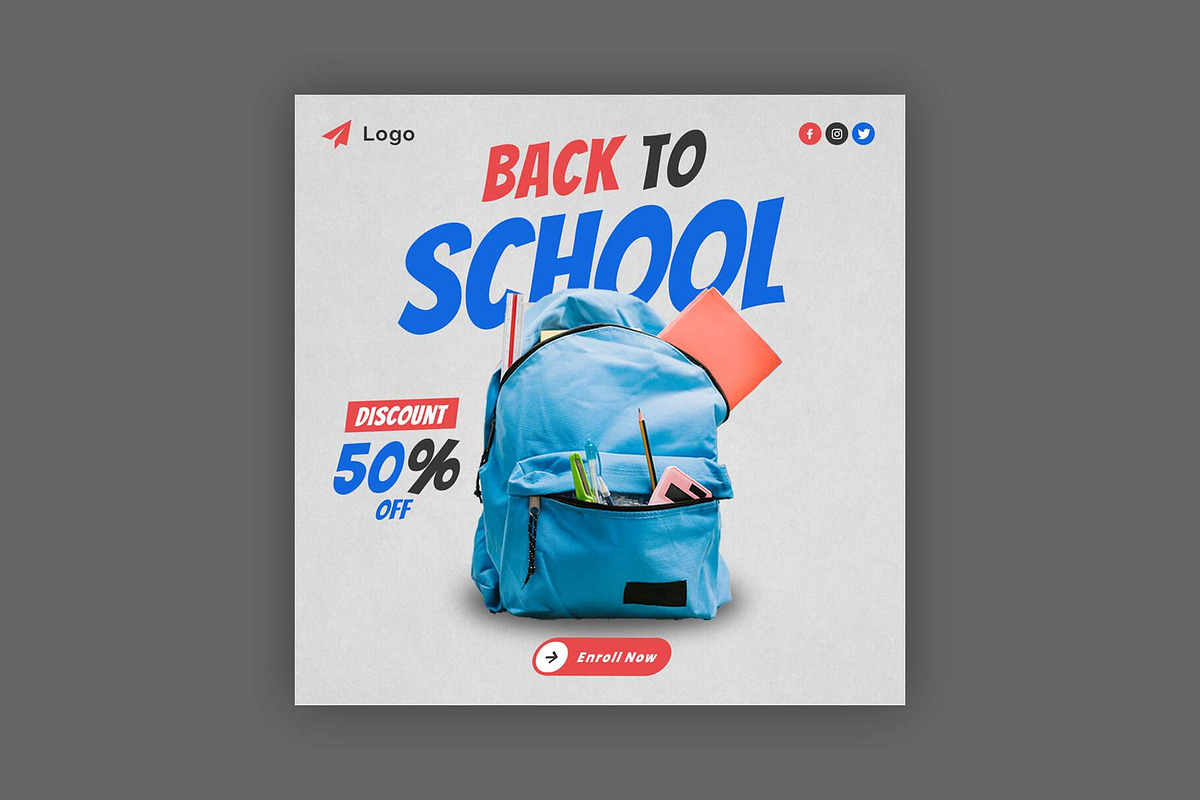 Back To School Post Template, a Social Media Template by Saman Osama (Photo 1 of 2)