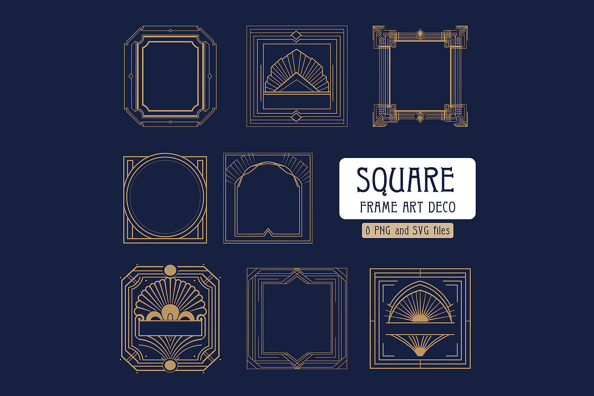 Elegant Art Deco 8 Square Frames, a Decorative Illustration by Stanislav Kharchevskyi (Photo 1 of 3)