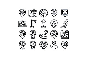 Location map pin icons tracking, an Object Graphic by pikepicture