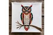 Embroidered owl bird animal, a Background Graphic by IrySha (Thumbnail 7 of 7)