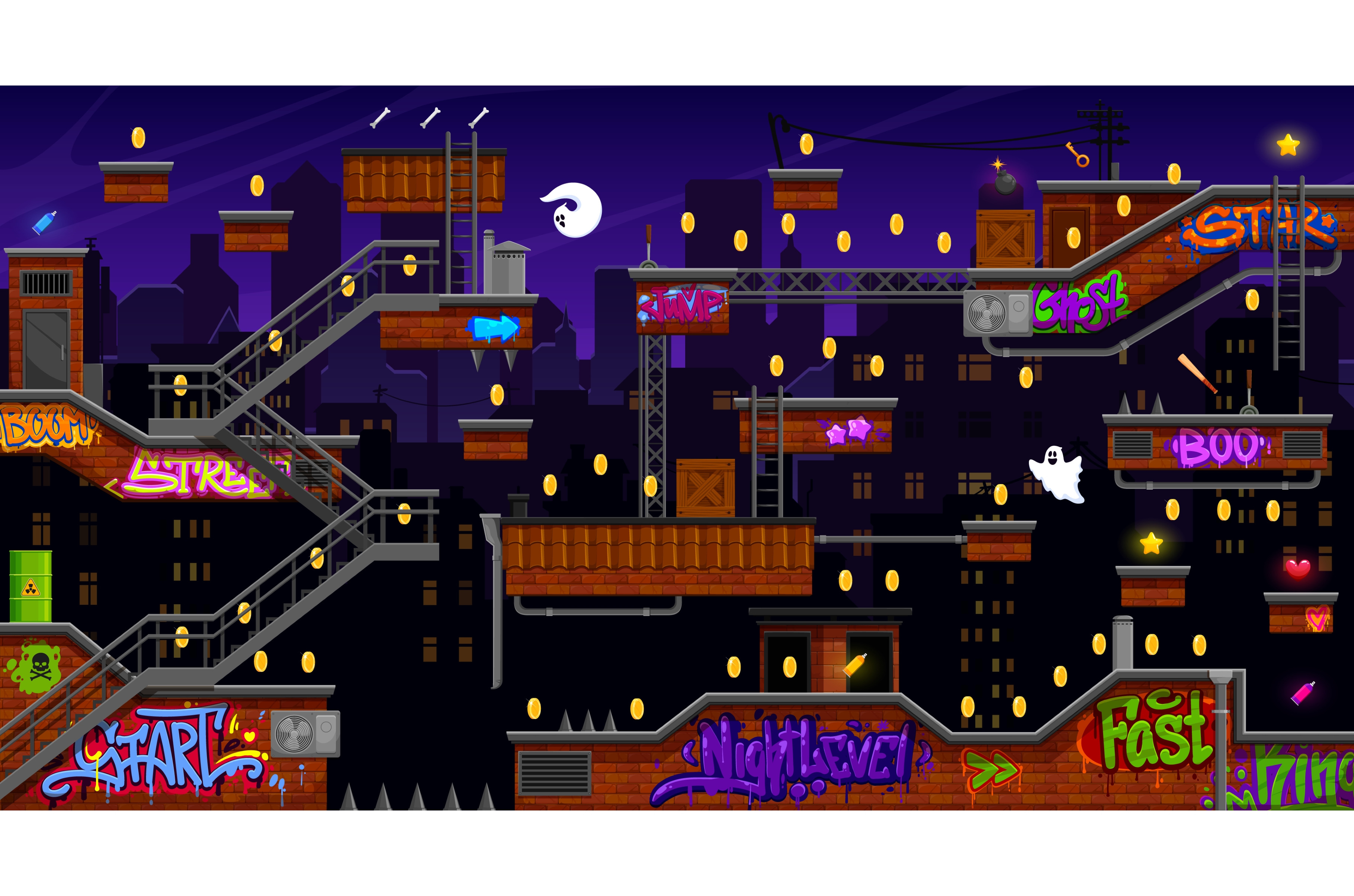 Arcade building roof game map, an Object Illustration by Vector Tradition