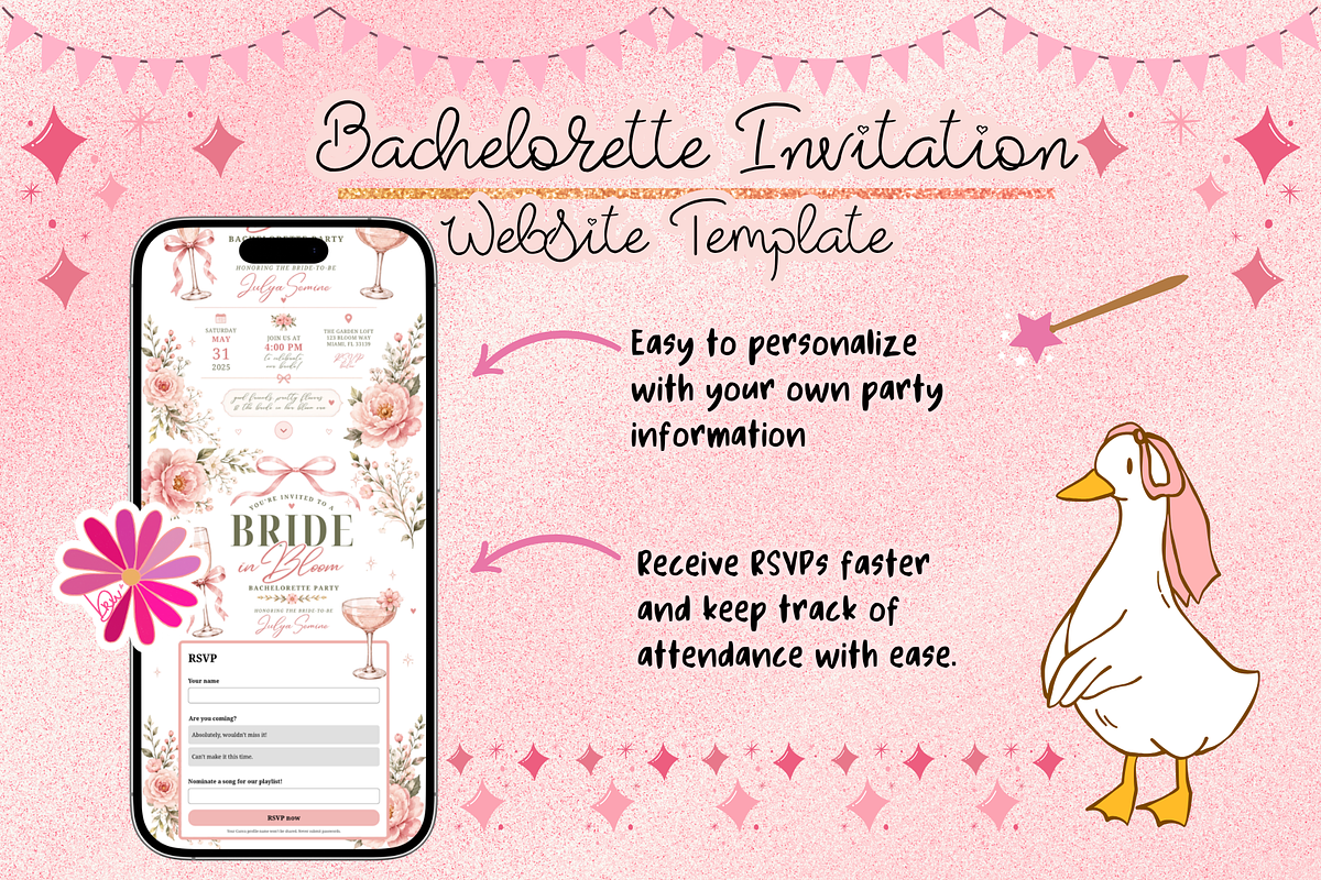 Bride in Bloom Bachelorette RSVP Web, a Social Media Template by bellaROSEworkshop (Photo 2 of 5)