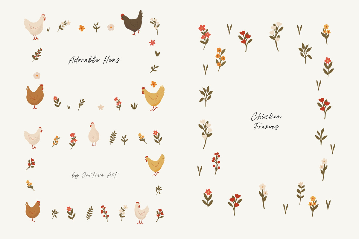 Cute Chickens & Florals Nursery Art, an Animal Illustration by Jenteva Art (Photo 9 of 16)