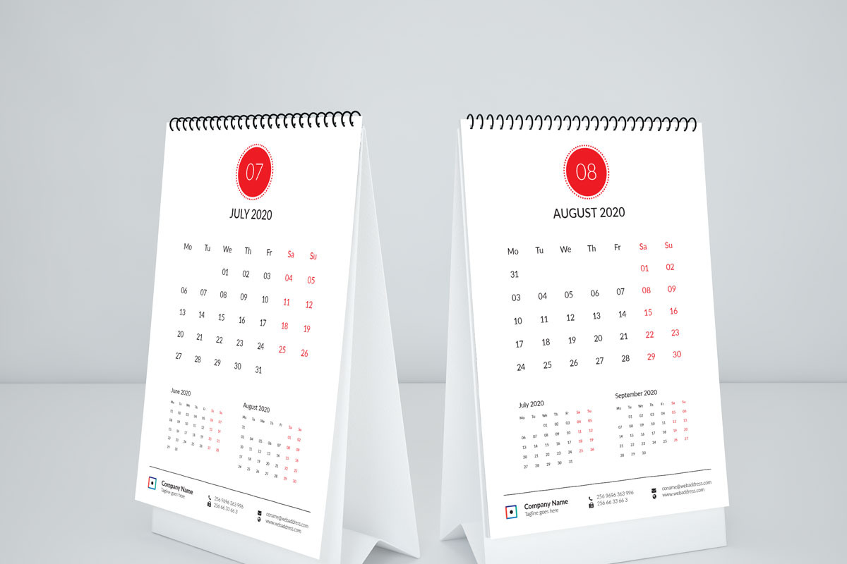 2020 Simple Calendar for Desk, a Stationery Template by graphicbox (Photo 3 of 4)