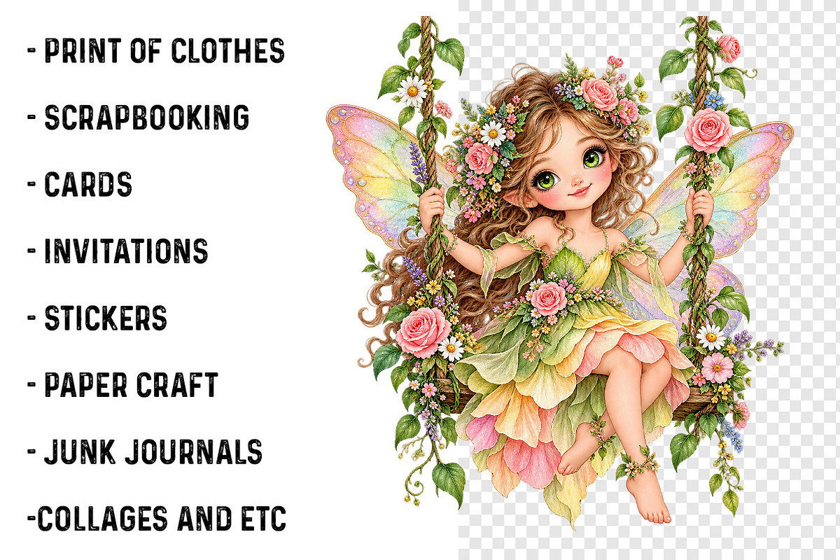 Whimsical Forest Fairy PNG Bundle, a Work Illustration by SinaCreation (Photo 3 of 6)