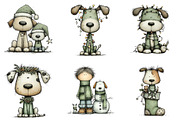 Christmas Dog Happy Clipart, an Illustration by DreamArtGraphic (Thumbnail 4 of 5)