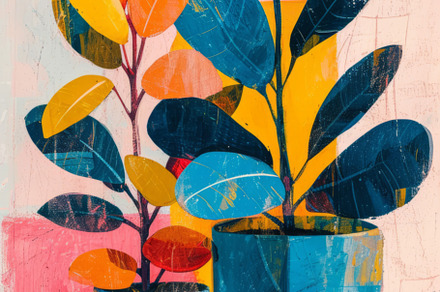 Vibrant Potted Plants in Contemporary Art Style, an Abstract Photo by Natalia Klenova's Shop