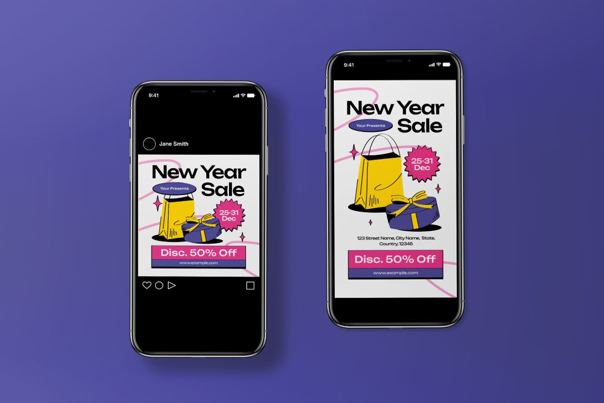 Purple New Year Sale Flyer Set, a Flyer Template by graphicook (Photo 6 of 6)