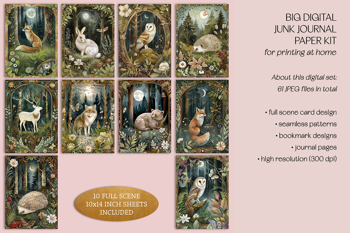 Bordered Woodlands Junk Journal Kit, a Decorative Illustration by The Dutch Lady Designs (Photo 2 of 7)