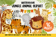 Watercolor, Jungle Animals, Safari,, an Animal Illustration by CommercialCliparts (Thumbnail 1 of 6)