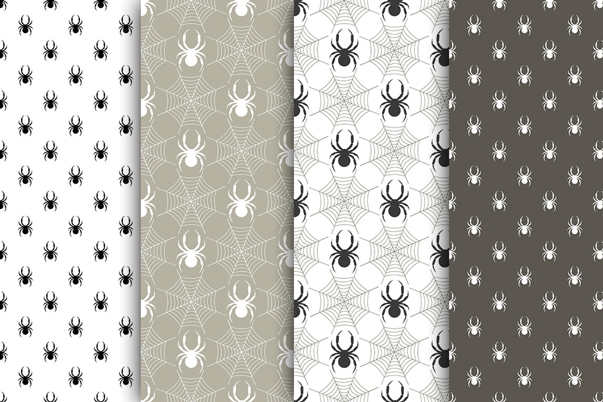 Seamless vector patterns with spider, a Pattern Graphic by Valentain_Jevee