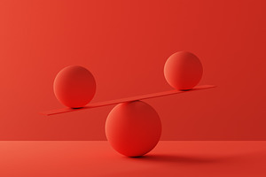 Two spheres in balance - 3D Renderin