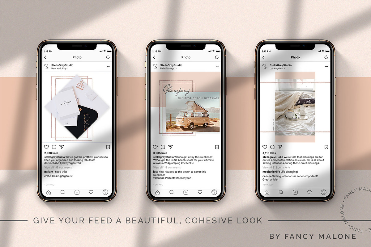 Rose Gold Social Media Bundle Canva, a Social Media Template by Fancy Malone (Photo 2 of 12)