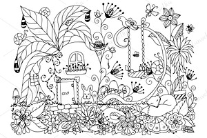 Doodle House In Turnip Flowers.