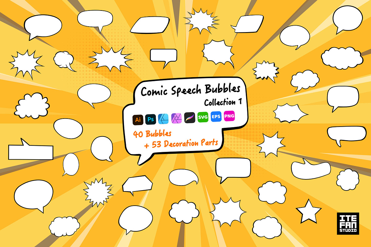 Comic Speech Bubbles Collection 1, an Object Graphic by itefan Studio (Photo 1 of 3)
