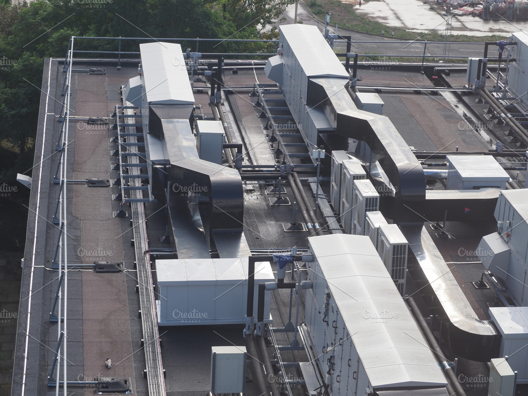 heating ventilation and air conditioning plant on roof, a Photo by WorldOfPhotos