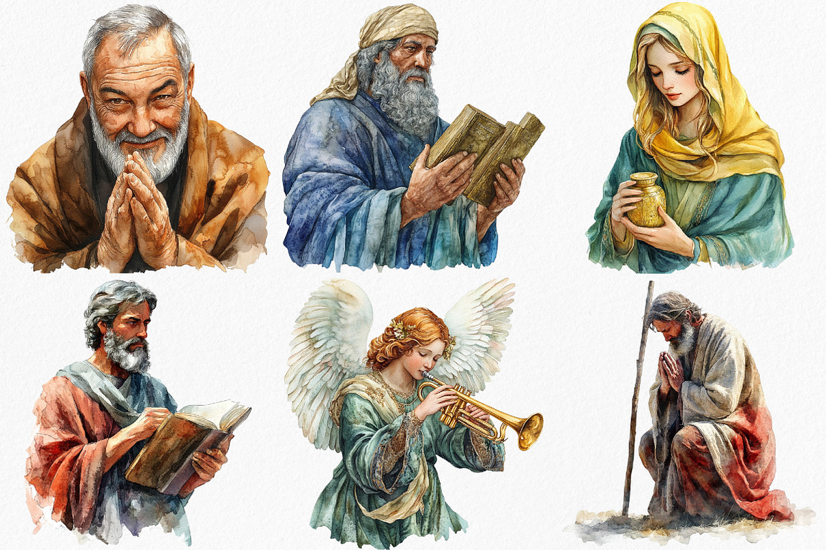 Watercolor Christian Figures Clipart, an Illustration by Canvas Craft (Photo 3 of 7)