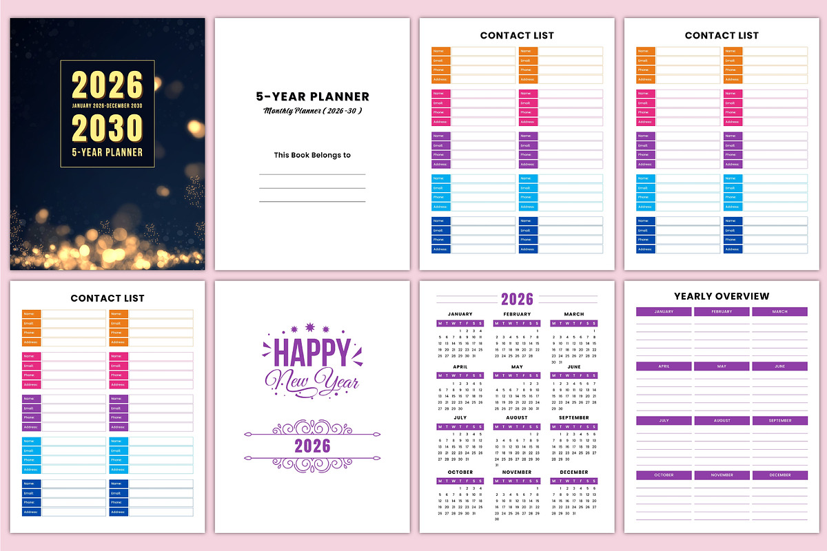 5-Year Monthly Planner (2026–2030), a Stationery Template by Mustafiz (Photo 3 of 8)