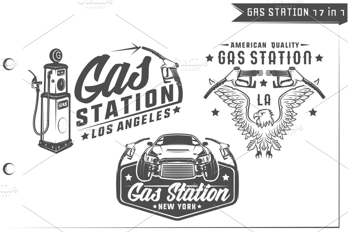 17 in 1 Set of Gas Station, a Transportation Illustration by Hadanello88 (Photo 3 of 4)