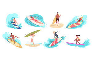 Cartoon surfers characters. Man, a Sport Illustration by Stock-Smart-Start