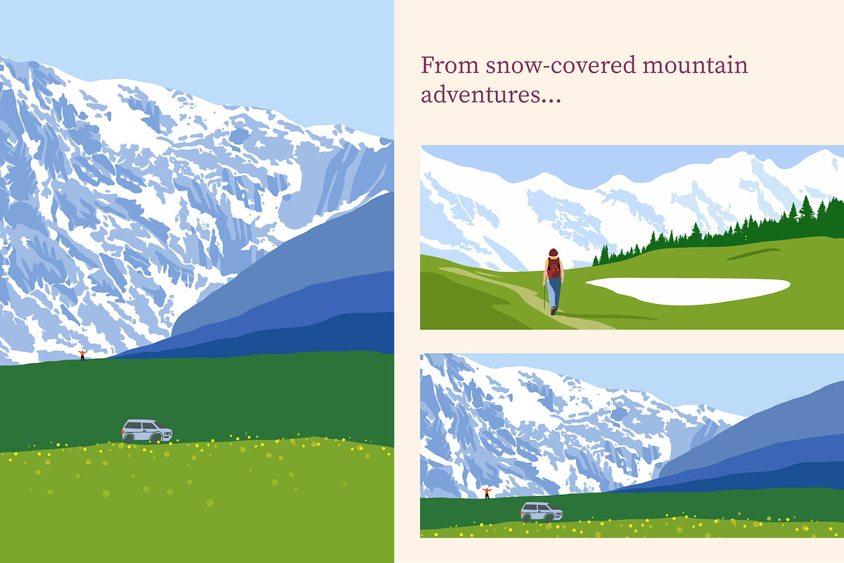 Hiking & Camping in Mountains, an Illustration by Olga Bonitas (Photo 3 of 8)