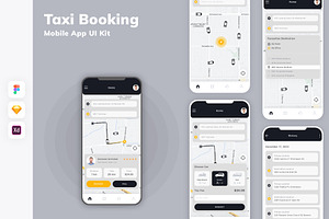 Taxi Booking Mobile App UI Kit, an UI Kit Template by uicube