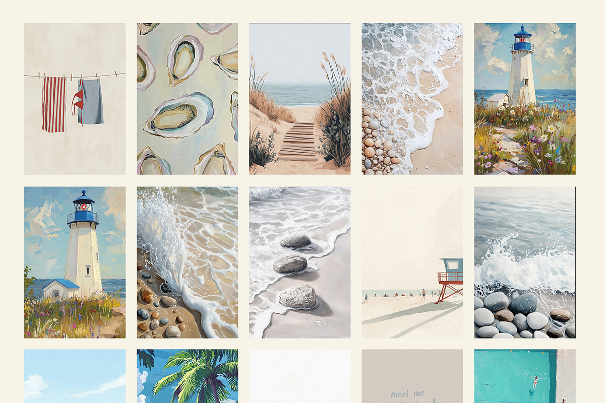 Coastal Wall Art Prints Bundle, a Background Graphic by Artemsky (Photo 14 of 15)