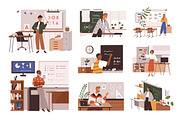 Teachers in school classroom set, an Education Illustration by Good Studio (Thumbnail 1 of 9)