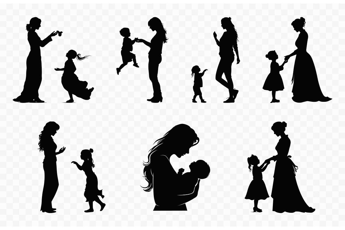 Mother and Child Silhouette SVG Set, a Person Illustration by Gfx Expert Team (Photo 2 of 3)
