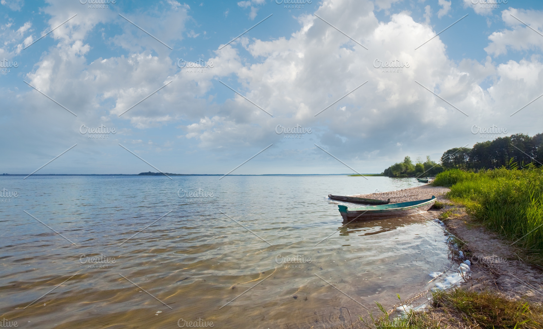 boat near the summer lake shore, a Nature Photo by YuriyB
