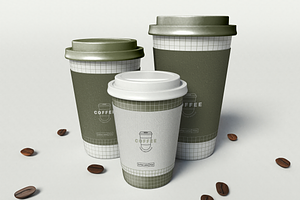 Three Coffee Cup Mockup