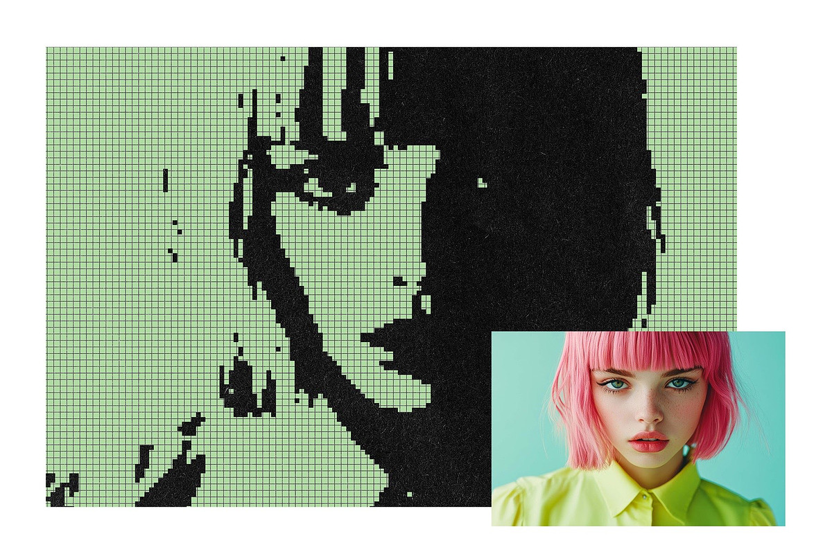 Retro Pixel Grid Photo Effect, a Layer Style Add-On by DesignerCandies