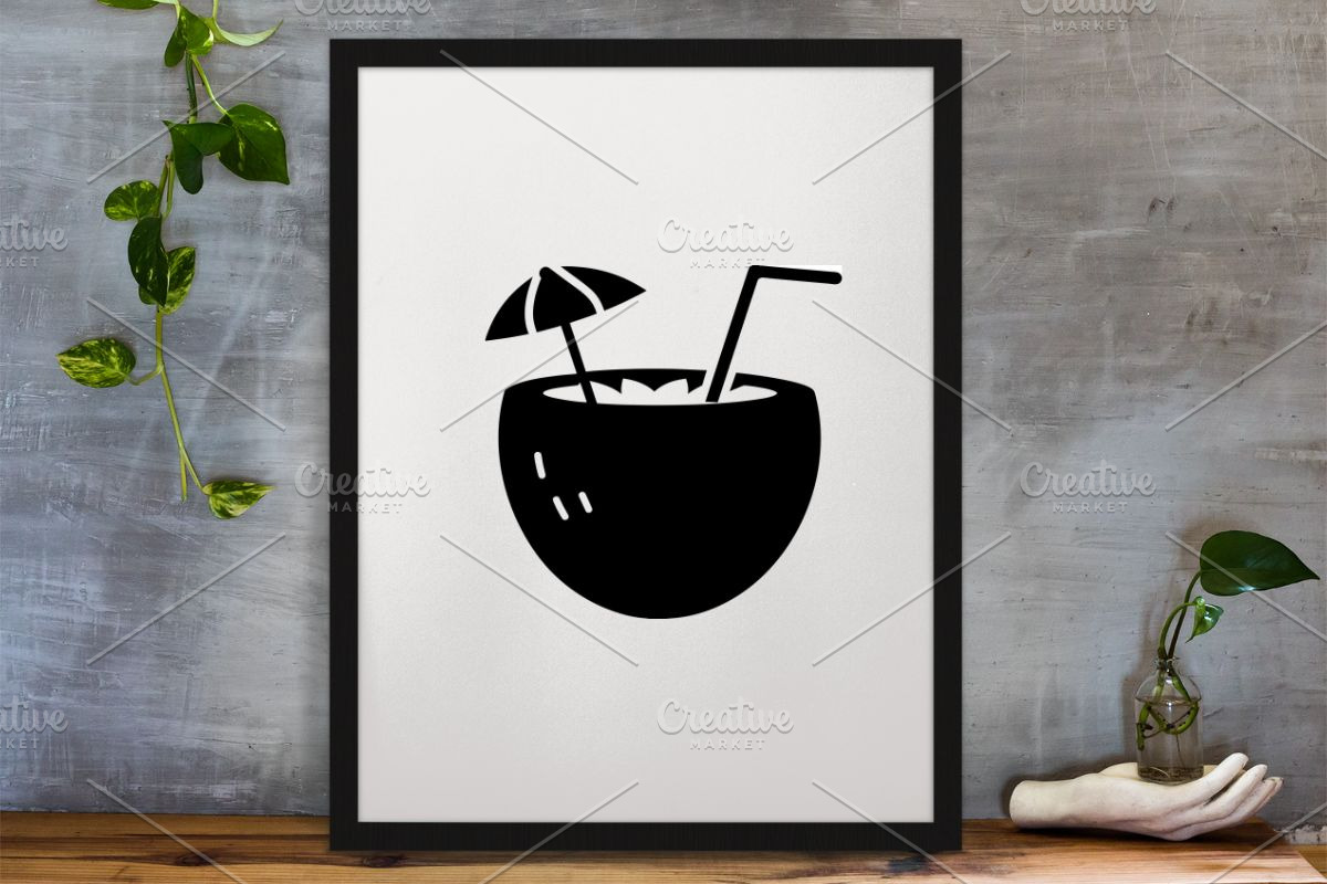 Coconut Drink Silhouette SVG, a Healthcare Illustration by newminddesign (Photo 3 of 3)