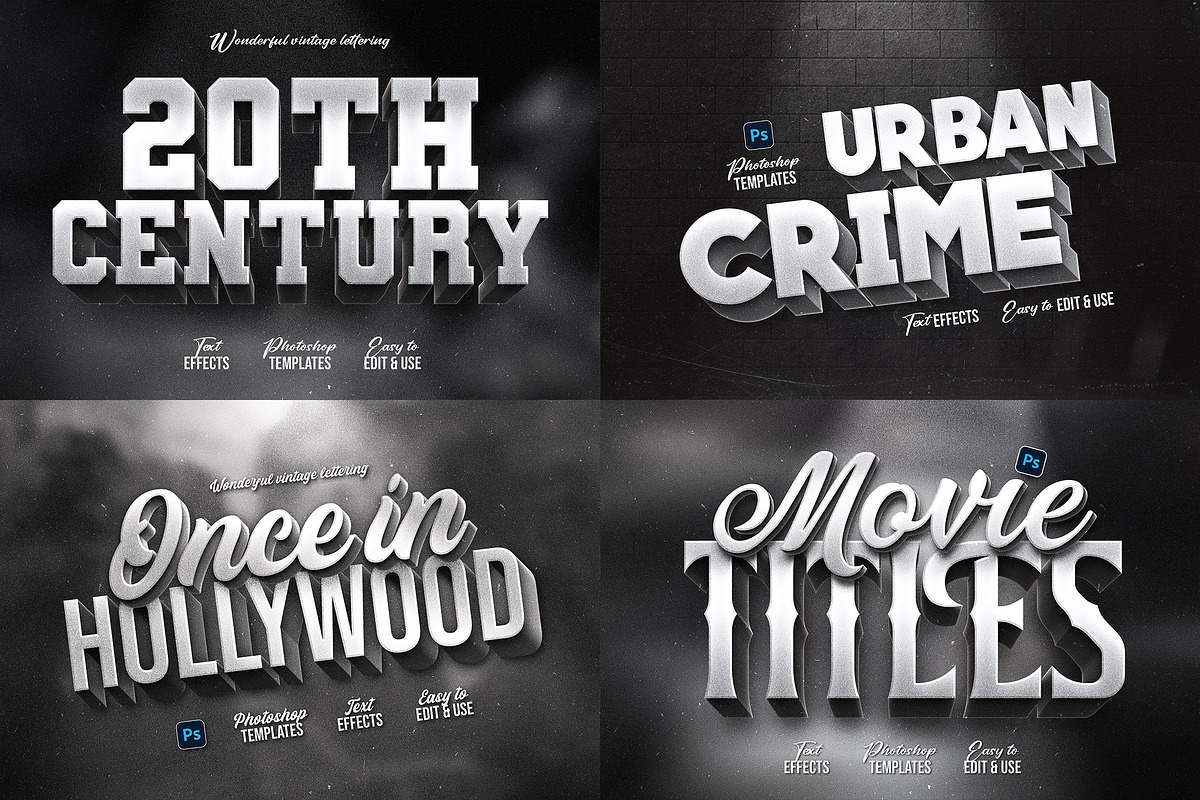 Vintage Movie Title Effects Bundle, a Design Template by Andrew Skoch Design (Photo 8 of 14)