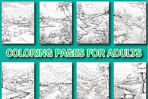 Peaceful Landscape Coloring Book