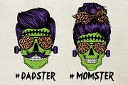 Frankenstein Mom Dad Family Skull, an Illustration by Simply Factory (Thumbnail 1 of 2)
