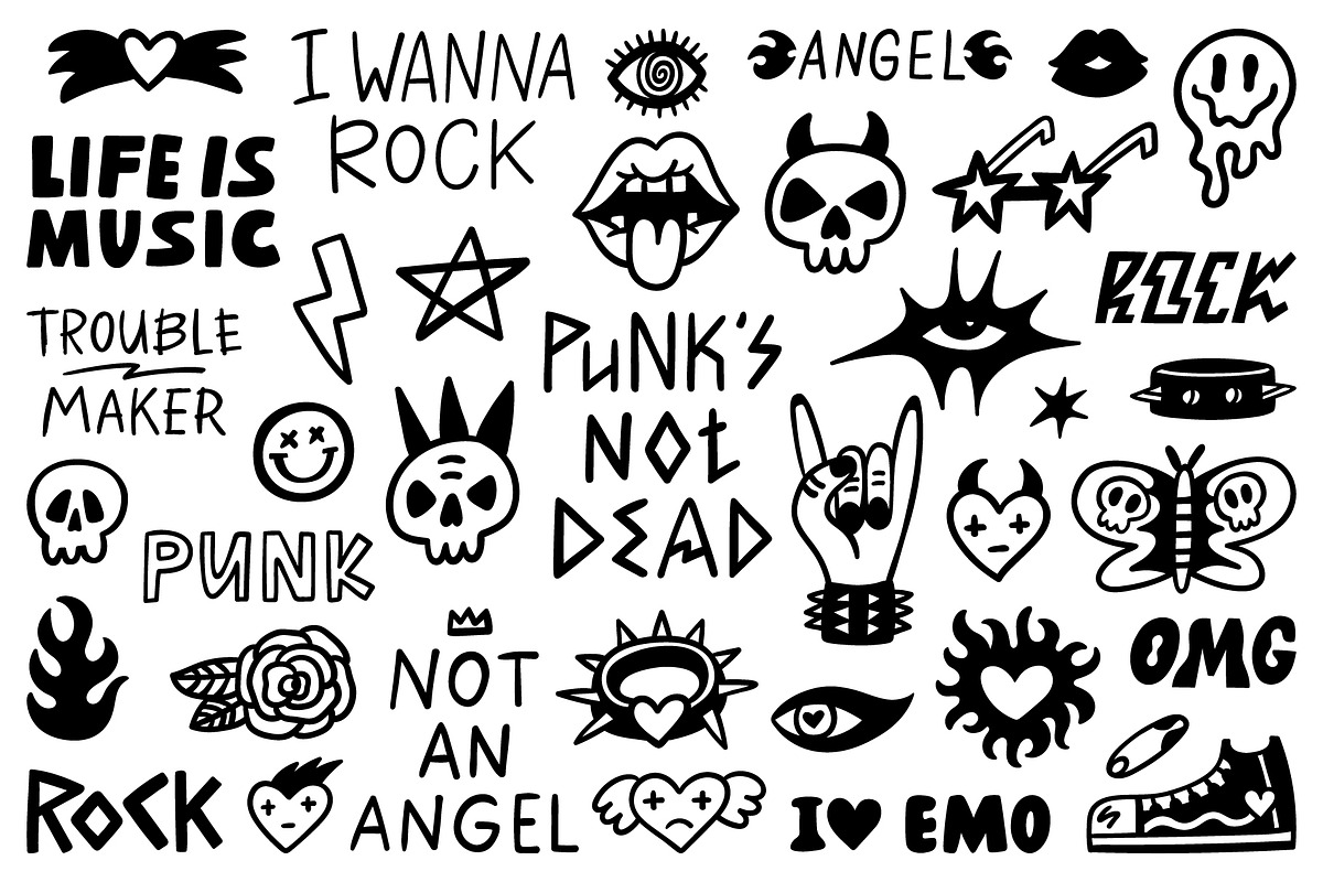 Emo / Punk / Rock collection, an Object Illustration by piyacler (Photo 5 of 7)
