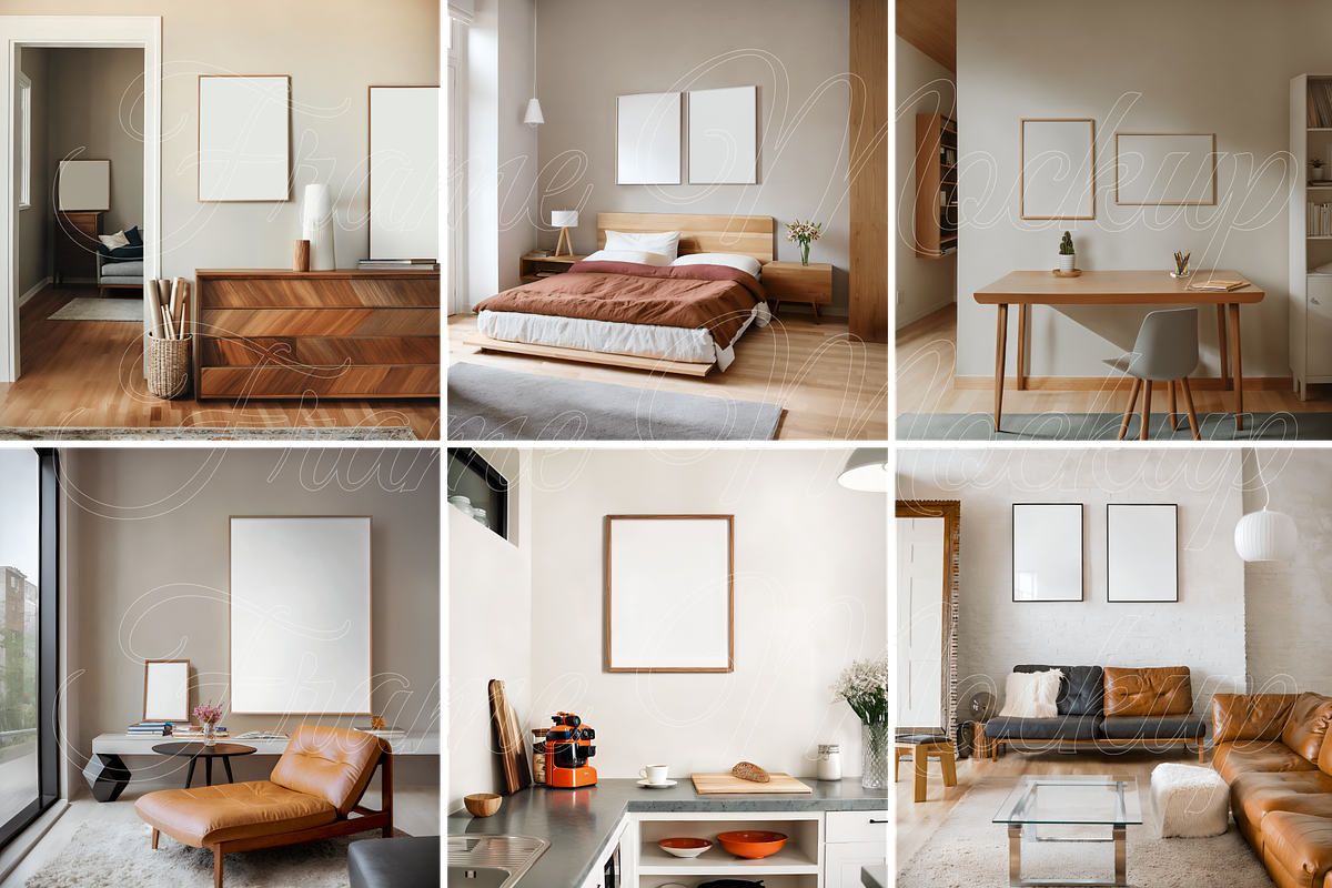 Set of 6 PSD Interior Poster Mockup, a Product Mockup by SigaSigaMockup