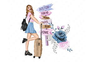 Travel Planner Clip Art Illustration