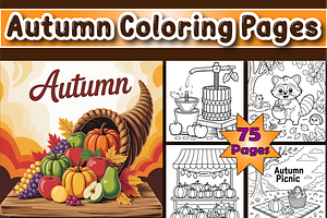 Autumn Coloring Pages For Kids, a Seasonal Illustration by Printable Design Store