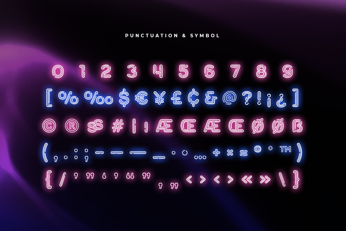 GLOWING - Neon Light Party Font preview 5