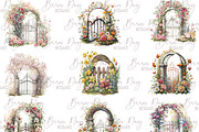 Watercolor Garden Gates Clipart, an Object Illustration by BusyDaydesign (Thumbnail 3 of 8)