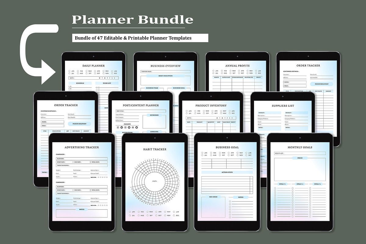 Ultimate Planner Bundle Pack, a Stationery Template by Design Zone (Photo 1 of 7)