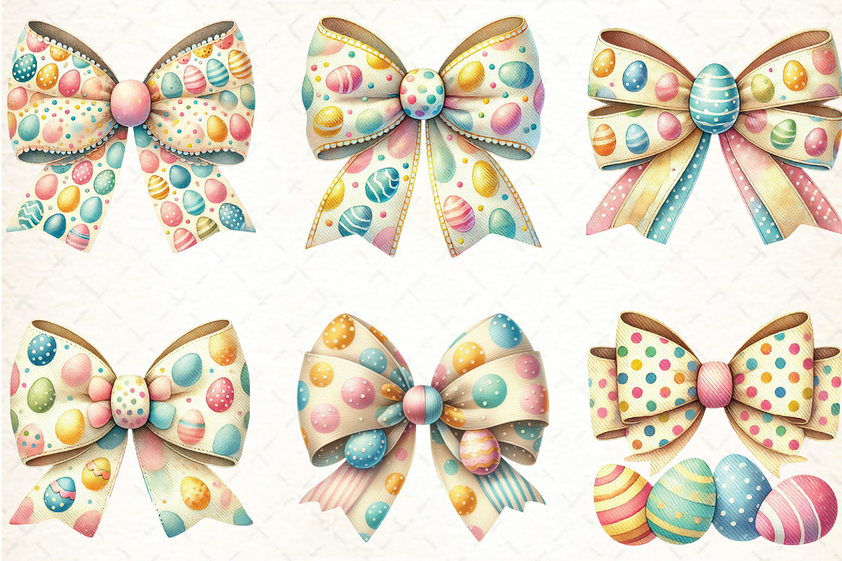 Easter Eggs Coquette Bow Clipart, an Illustration by DreamCafeArt (Photo 3 of 5)