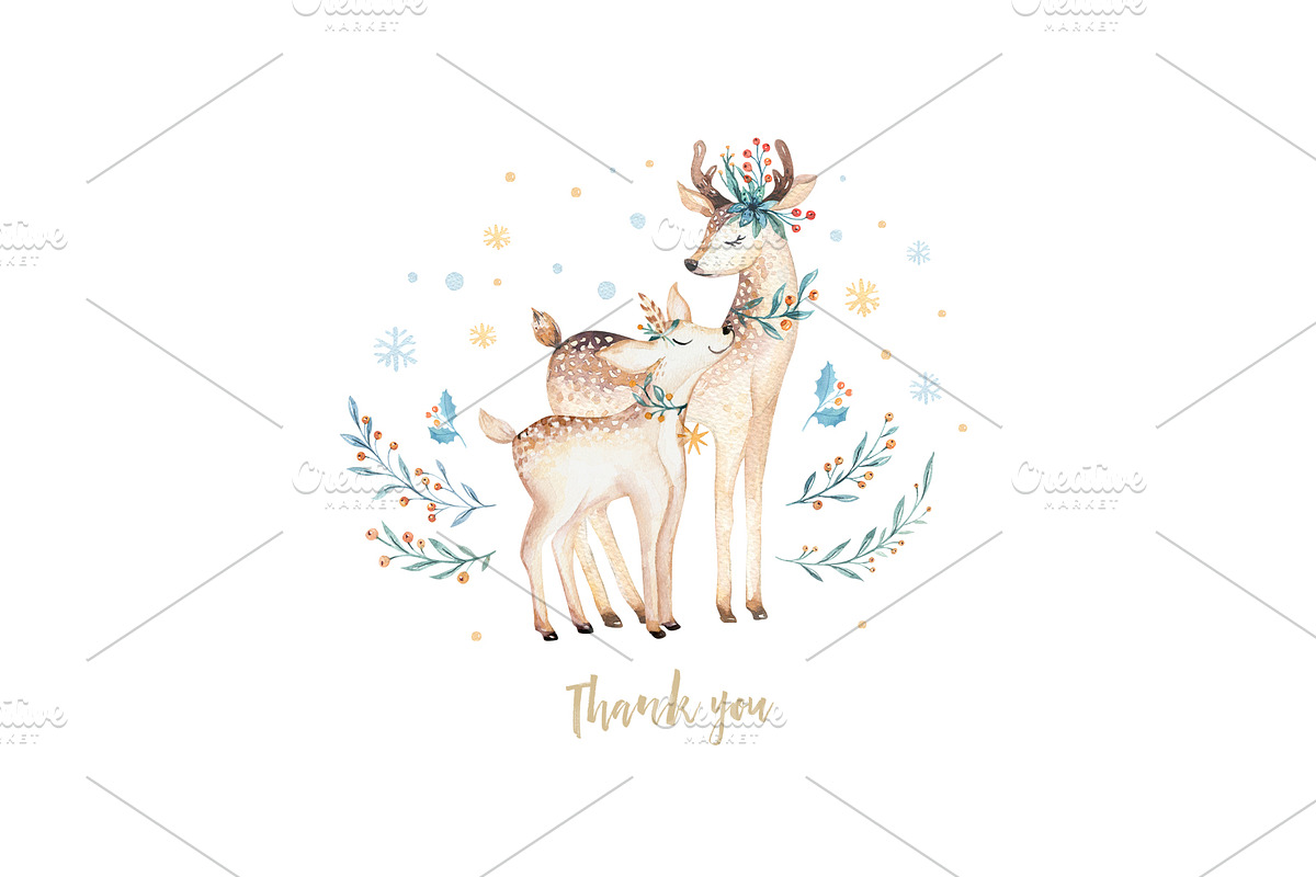 Watercolor Christmas deer, an Animal Illustration by Peace ART (Photo 11 of 11)